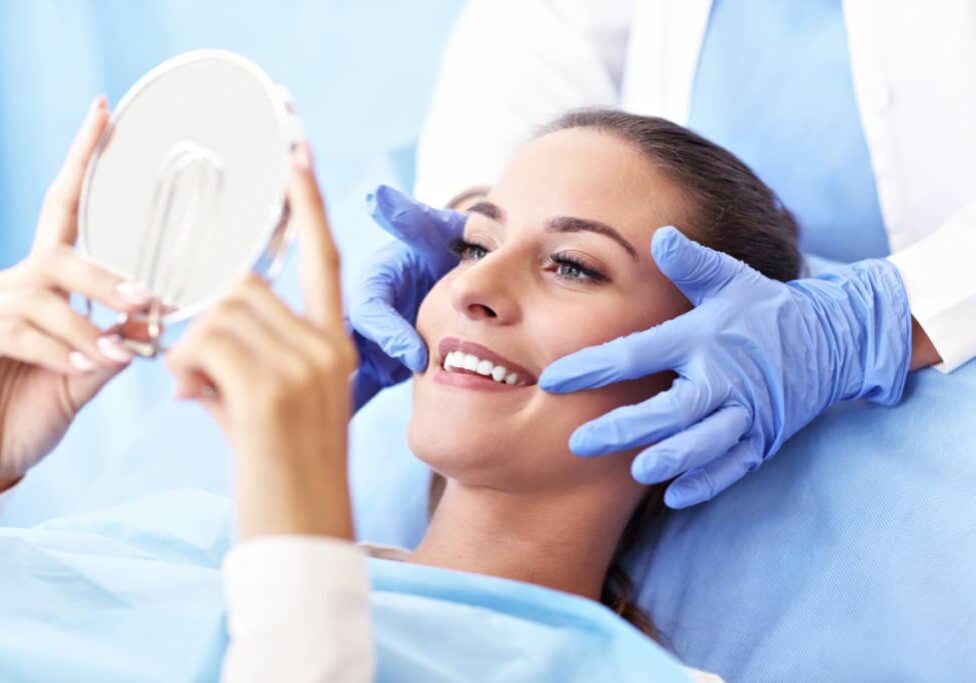 Adult woman visiting the dentist